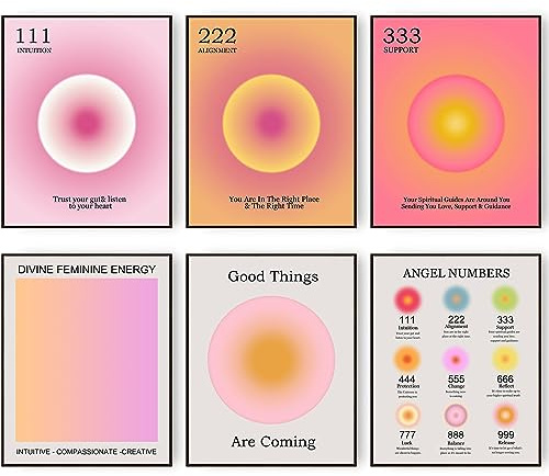 HOGEBIG Aura Engel Zahl Poster für Schlafzimmer Ästhetik Motivative Wanddekoration Minimalistische Inspirationszitate Wandkunst Dänische Pastellzimmerdekoration 8x10 Zoll (20.3x25.4cm) Ungerahmt