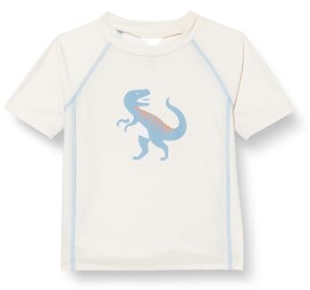 Playshoes UV-Schutz Bade Shirt Unisex Kinder Schwimmshirt Badebekleidung, Dino Ecru, 98/104