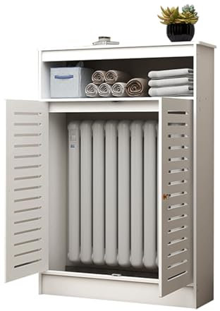 Estante de Almacenamiento del Gabinete Calefacción de La Cubierta del Radiador Blanco,Soporte Lateral de Calefacción para Calentador Sala de Estar Doméstico，gabinete de Muebles de Calefacción Mader