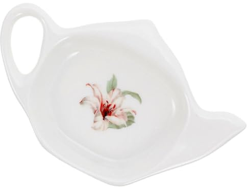 PRETYZOOM Soporte De Cerámica para Bolsa De Té Flor De Porcelana Bolsa De Té En Forma De Tetera Posavasos Cuchara Soporte para Almacenamiento De Bolsitas De Té Bandeja Platillo Plato De