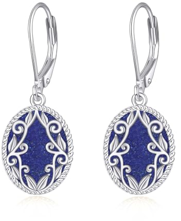 YAFEINI Lapislazuli Tropfen Ohrringe Sterling Silber Lapis Oval Leverback Ohrringe Blauer Stein baumeln Ohrringe Schmuck Weihnachts Geschenke für Damen Mädchen