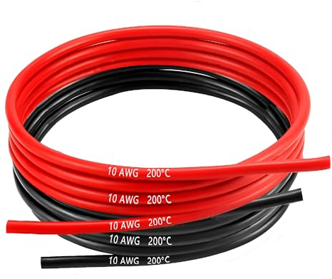 MMOBIEL Fil Électrique Câble en Cuivre Étamé - 2 Fils Séparés Rouge et Noir Chacun pour Drones, Imprimantes 3D, Batteries, Fils de Haut-parleurs, Bandes de Led (10 Awg, 1,5m)
