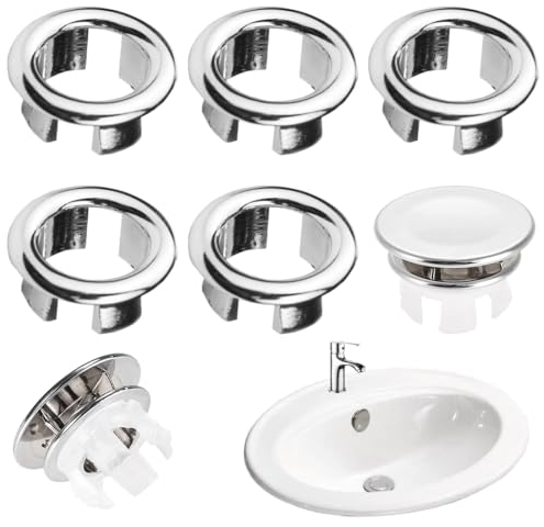 XOUDKE Sink Overflow Cover, Pack of 7 Sink Overflow Rings, Round Overflow Cover, Overflow Cover, for Kitchen, Bathroom, Bathtub Accessories