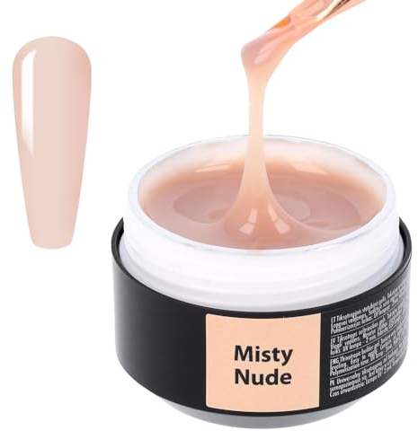 Sincero Salon Builder Gel Easy Fluid - Misty Nude - Ideal for French Manicures & Nail Extensions - LED UV Hard Gel - Semi-Permanent Nail Strengthener - 15ml