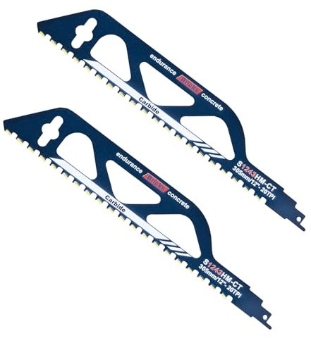 ONEVAN 2 pièces lame scie sabre brique, 305 mm lame de scie sabre universelle, lames de scie alternative pour pierre, béton cellulaire, bois, métal, brique, béton