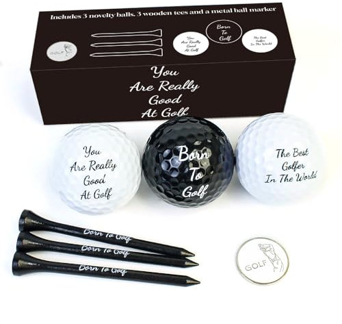 Crestgolf Golf Geschenke für Männer,Golf Zubehör (3 Bälle+3 Tees+1 Ball Marker für lustige)