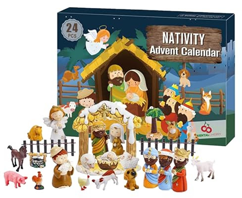 Krippen-Adventskalender 2024, Krippen-Adventskalender für Kinder, Countdown-Kalender für die Weihnachtskrippe, 2024 Weihnachts-Adventskalender, christlicher religiöser Adventskalender, Spielzeug für K