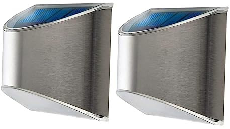 Uonlytech 2pièces Lampe Solaire Murale Étanche Acier Inoxydable De Lampes Solaire Pour Terrasse Jardin Et Allée Éclairage Extérieur Automatique Et Facile à Installer