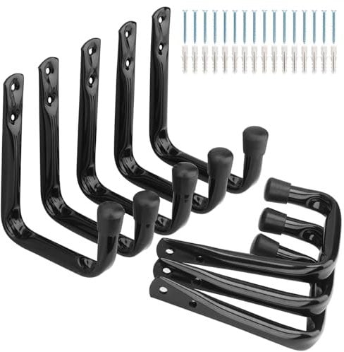 Moundnaik Lot de 8 crochets muraux de garage pour suspendre des articles robustes (noir, 11,5 cm x 8,9 cm)