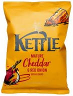 Kettle Hand Cooked Crunchy Crisps 36 Bags x 40g (Mature Cheddar & Onion)