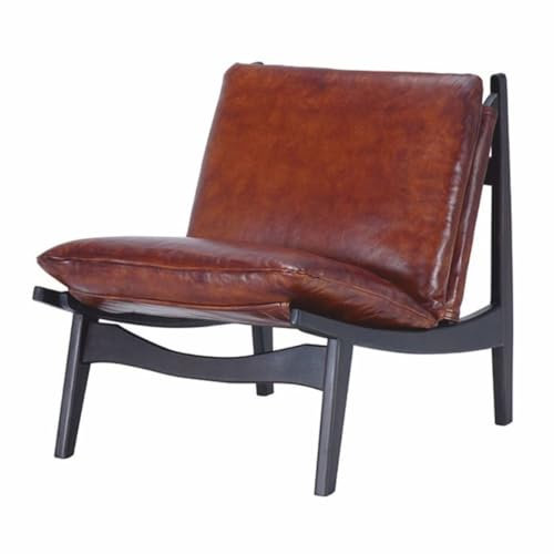 Casa Padrino Luxus Echtleder Sessel Braun/Anthrazit - Echtleder Möbel