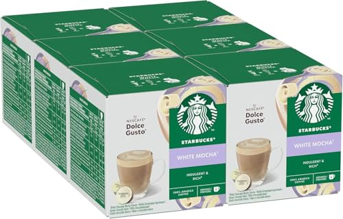 Starbucks Cialde Caffè Bianco Moka by NESCAFÉ Dolce Gusto - Confezione da 6 (72 cialde totali) Indulgente Cioccolato Bianco Moka Compatibile con Macchine Dolce Gusto
