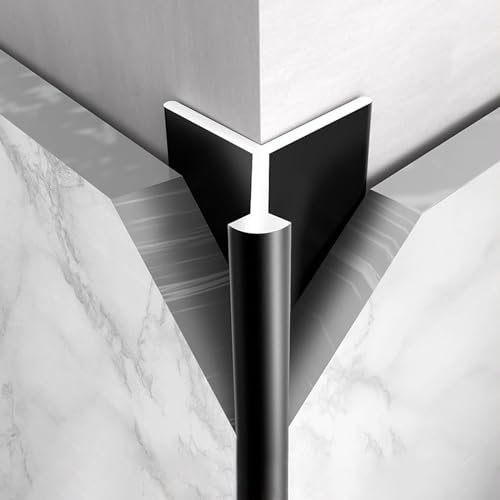 Raouoae Profilo Angolare in Alluminio per Piastrelle Striscia Terminale per Protezione Bordi E Rotaia di Transizione 125 Cm* 2 Pezzi Protezione Durevole per Bagno, Cucina E Docce(Black,Small)