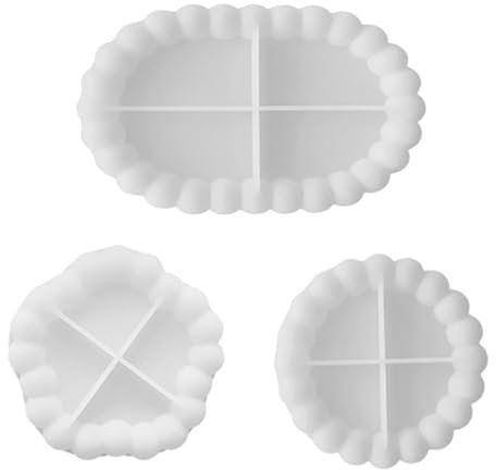 Lot de 3 moules en silicone - Dessous de verre - Moules en silicone - Moule en résine époxy - Pour dessous de verre, bougeoir, bricolage, décoration de la maison - 3 moules blancs