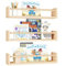 Nursery Book Shelves, 16.5 Inch Floating Book Shelves for Wall Set of 3, Baby Nursery Decor, Solid Wood Wall Mounted Shelves for Children's Room, Bedroom,Bathroom,Kitchen,and More (Natural Wood)