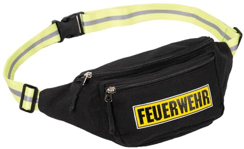 Goldschmidt Kostüme Bauchtasche | Tasche it 3 Reißverschluss-Fächern | Accessoire Kostüm Fasching Karneval (Feuerwehr schwarz)