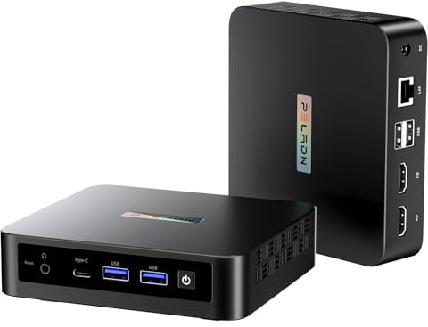 PELADN WI6 N150 Mini PC 16GB DDR4 RAM 512GB PCIe3.0 SSD, 13th Twin Lake N150 Desktop Mini Computers with Dual HDMI, Type-C, USB3.2, RJ45 LAN, WiFi5, BT4.2