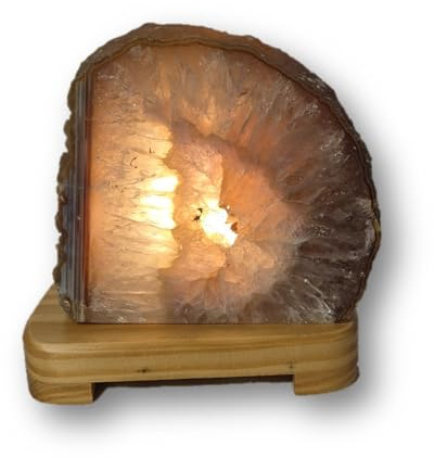Edelsteinartikel, Achat Edelstein Lampe, Schönes Licht für Ihre Wohnräume, Einschlafhilfe (L-351)