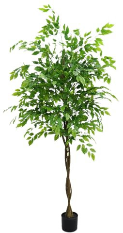Zstar Árbol de ficus Artificial, 180 cm/6 pies, Gran árbol de ficus Artificial en Maceta, Plantas Artificiales Grandes con Textura Realista para vestíbulo, salón, Dormitorio, decoración