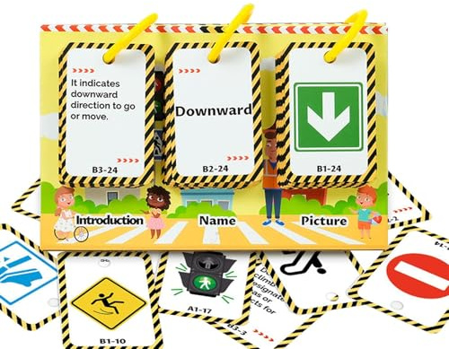 XIAOXIAOYU Flash Card Toy, Study Cards - 72x Interactive Educational Flash Maps Road Signs | Preschool Education Learning Toy, Traffic Educational Toy for