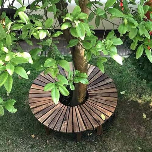 Yopappol Semi-circular Tree Seat Wrap Around - Solid Wood Garden Furniture Tree Bench - All-Weather Outdoor Patio Seating - Decorative Curved Bench Seating Chair(Half Round)