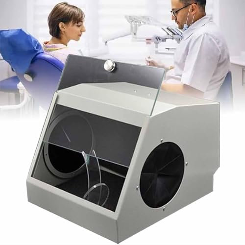 JXYQ Cabina de granallado con extracción de Aire y Filtro, depósito de Polvo para Laboratorio Dental, luz LED de 5500 K, Reduce los daños causados por el Polvo Durante el Arenado.