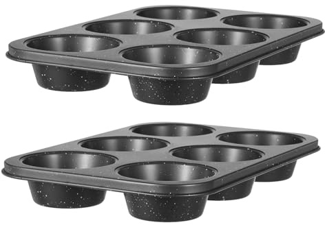 Walooza Jumbo Muffin Pan 2 Pack, Nonstick 6 Cup Muffin Tin, Extra Large Cupcake Pan for Baking, Giant Muffin & Cupcake Mold, Carbon Steel Muffin Tins, 3.3'' Cup Diameter