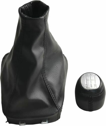 GRTYSVB Auto-Schaltknauf für manuelle Gangschaltung, Auto-Schaltknauf, Leder-Schaltknauf passt für SAAB 9-3 2003-2012 5 6 Speed