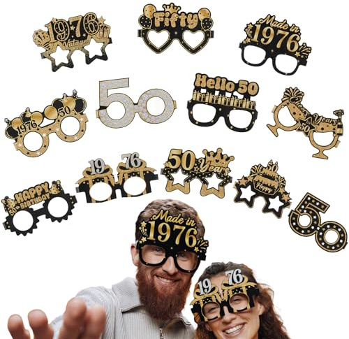 Camptrip 24Stk Geburtstag Party Brille Dekoration,Papierbrillen | Geburtstag für Männer Frauen,Lustige Papier Geburtstags Brille Deko,Geburtstags Photo Booth Requisiten