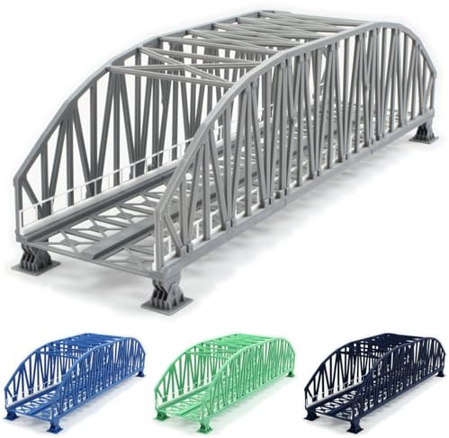 Overdrive-Racing Modelleisenbahn Stahlbogenbrücke 2-gleisig - Spur H0 TT N Z - Erweiterbar, Farbe:Grau/Weiß, Set Stahlbogenbrücke H TT N Z:H0 Stahlbogenbrücke