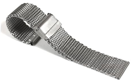 Baluue Cinturino Design Ultra Sottile e Resistente in Acciaio Inossidabile Orologio per da 18mm Regolabile Fibbia a Blocco Colore Argento Adatto per Smartwatch e Orologi da Polso