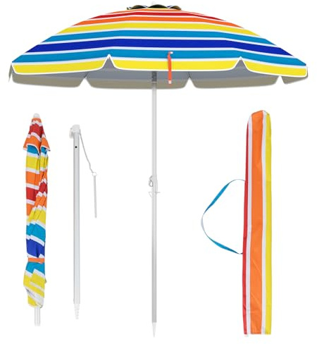 TANGZON 2M Portable Beach Umbrella with Carry Bag