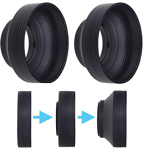 Kamera Objektiv Sonnenblenden - Gummi - 2er Set - Zusammenklappbar in 3 Stufen - Sonnenschutz/Schild - Reduziert Objektiv Flare und Blendung - Blöcke überschüssiges Sonnenlicht