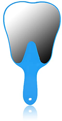 Handspiegel, 4 Farben Zahnspiegel für Kinder, Einseitiger Handspiegel mit Geringe Vergrößerung, Zahnpflege Hand Spiegel Werkzeug Niedliche Zahnpflege Hand Spiegel Werkzeug Kunststoff Griff (Blau)