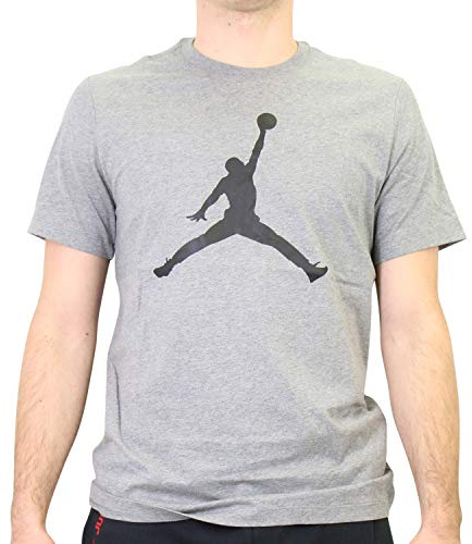 NIKE CJ0921-091 M J Jumpman SS Crew T-Shirt Men's Carbon Heather/Black Size M