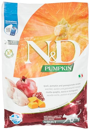 Farmina N&D Pumpkin Pellets Katzenfutter(Trockenfutter, mit hochwertigen Vitaminen und natürliche Antioxidantien, ohne Mais, Zutaten: Wachtel, Portionsgröße: 5 kg)