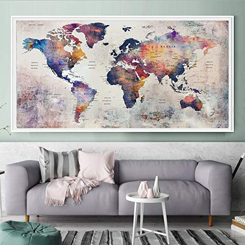 Diamant Malerei kit Voll Abstrakte Welt Mapabstract Weltkarte DIY 5D Diamant Painting Bilder Große Erwachsene Kreuzstich Stickerei Kristall Strass Diamond Painting für Home Decor,(60x120cm/24 * 48in)