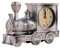 Lokomotive Zuguhr Steampunk Glocke Uhr Vintage Wecker Analoge Tisch Schreibtischuhr Batterie Antike Statue für Wohnzimmer mit Batterie Silber
