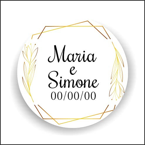 Etichette adesive personalizzate colorate con il tuo nome e le tue informazioni, utilizzabili per comunioni, matrimoni, cresime, compleanni, feste vintage, eventi in genere (Modello 20)