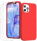 GOODVISH 3 in 1 für iPhone 12 Hülle & iPhone 12 Pro Hülle mit 2 Stück Schutzfolie, HochwertigesLiquid Silikon Rundumschutz Handyhülle, mit Weichem Mikrofaser-Innenfutter Stoßfestes Schutzhülle, Rot