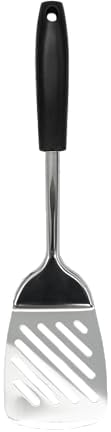 Fackelmann INITIAL Slotted Turner, Stainless Steel, Plastic Handle, Kitchen Cooking Spatula, Burger Flipper, Cooking Draining & Frying BBQ Utensil, 32.5cm, Black