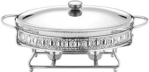 Chafing Dish-Buffet-Set, ovaler Buffet-Wärmebehälter, mit Glastopf und; Deckel, Halter, Catering-Speisewärmer, für Partys, Veranstaltungen, Hochzeiten, Picknick im Freien