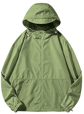 JISDFKFL Damen-Sportjacke, Damen, Mäntel, Sonnenschutz, Fahrradsport, mit Taschen, schnell trocknend, einlagiger Reißverschluss, solide, leicht, langärmelig, mit Kapuze, lose Windjacke, Anorak,