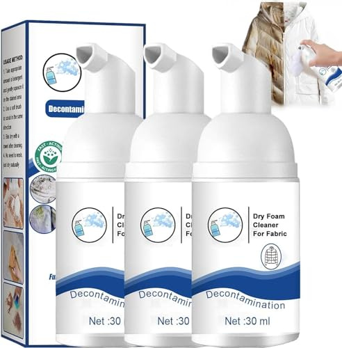 Yanobia Down Jacket Foam Dry Cleaner, Dry Cleaning Agent for Winter Coats, 2024 New All-Purpose Wash-Free Foam Spray Stain Remover,Foam Dry Cleaning Agent for Fabrics Down Coats (3Pcs)
