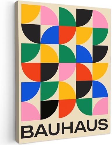 MuchoWow© Wandbilder 50x70 cm Schlafzimmer Home Deko Wohnung Bild Wohnzimmer Fotoleinwand Wand Bilder Leinwand Wall Decor Bauhaus - Abstrakte Kunst - Vintage - Farbenfroh - Kunst