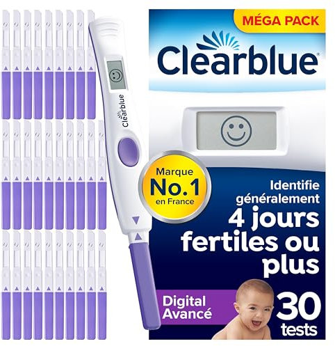 Clearblue Test Ovulation Digital Avancé, 1 Appareil Digital Et 30 Tests, Le Seul Test Permettant De Suivre Deux Hormones De Fertilité, Maximise vos Chances de Concevoir Naturellement