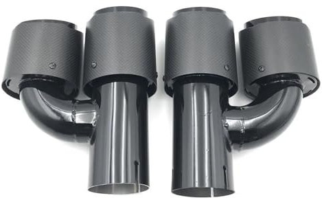 DZSYINGLONGSM Endrohre (Links + Rechts) Universelles 63mm Autoschalldämpfer Auspuffendrohr Kohlefaser Schwarzem Edelstahl Modifiziertem Endrohr Auspuff Endrohr(48 IN-76MM Out)