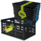 homesti Klappbox 45 L bis 50 kg, 10er Set, 54 x 36 x 28 cm, Einkaufskorb in Schwarz Blau, stabil, faltbar, Soft-Touch Griffe, lebensmittelecht, pflegeleicht