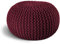 ELYFLAIR® handgefertigter Strickhocker Ø 55cm o. Ø 45cm I Sitzpouf Sitzpuff Bodenkissen Sessel Kissen Sitzhocker Sitzsack - mit eleganter Grobstrick-Optik - Dekoration Interieur (Weinrot, Ø 55cm)