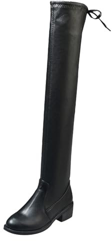 Stivali alti al ginocchio elasticizzati sopra il ginocchio Stivali da cowboy per le donne Stivali alti al ginocchio neri classici stivali alti al ginocchio con tacco grosso Stivali alti al ginocchio